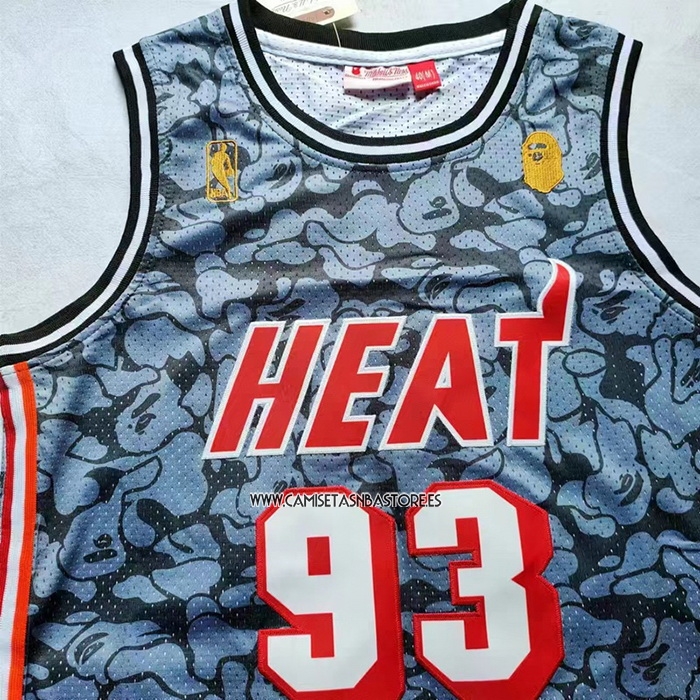 NO 93 Camiseta Miami Heat Hardwood Classic Bape Negro